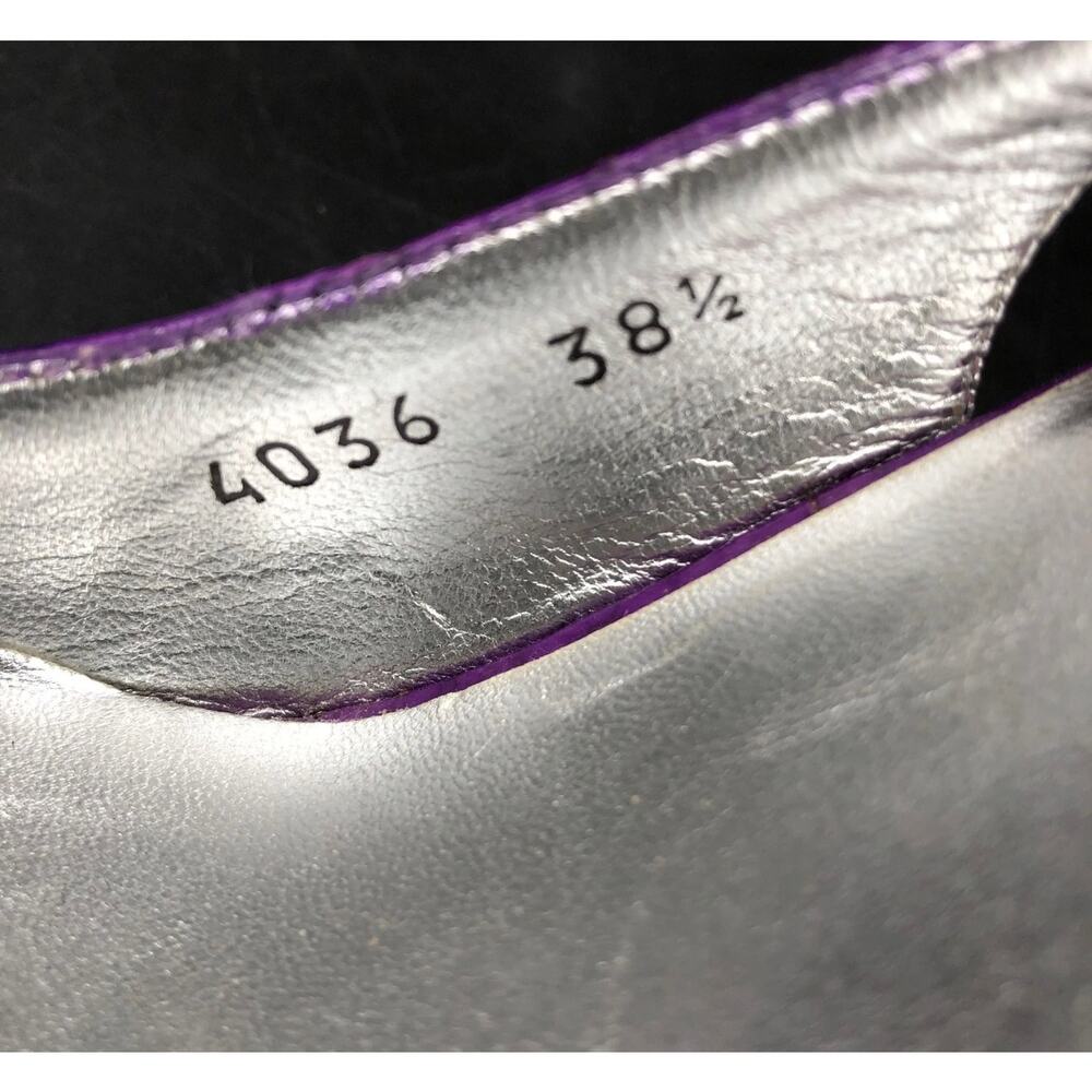 Dolce & Gabbana Crocodile Leather Slingback Heels Purple Pointed Toe Sz. 8 - Picture 8 of 9